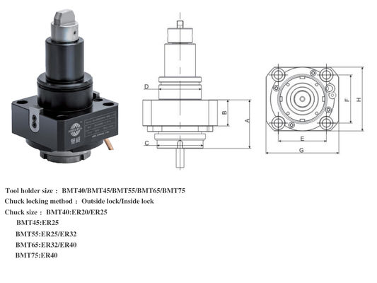 0 Degree 90 Degree Bmt 45 Live Tooling Axial Live Tool Holder